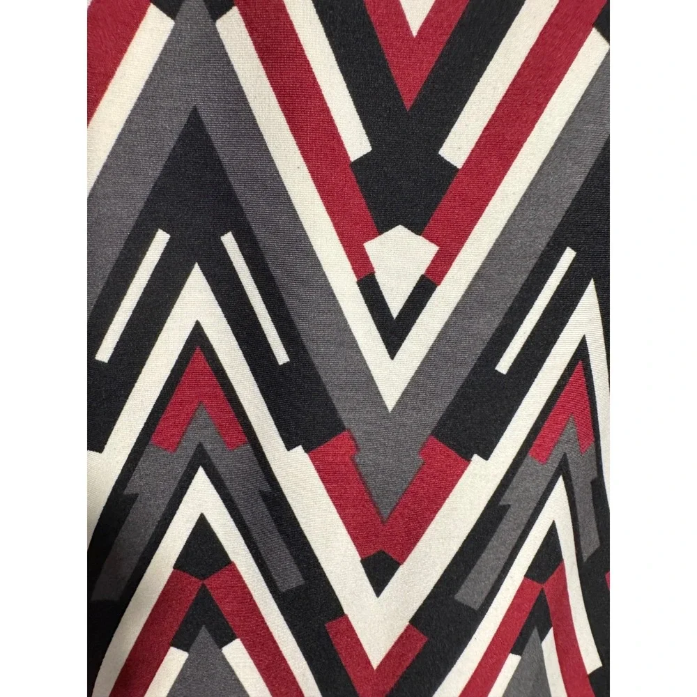 Robert Louis Womens XL Chevron Maxi Skirt Burgundy Black Geometric O-Ring‎